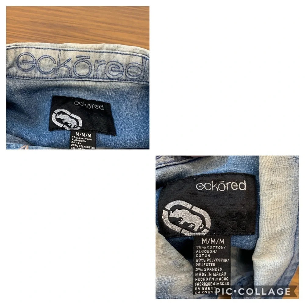 Womans Artsy Denim Jacket M Embroidery Blue Light Wash 3/4 Sleeve‎ Pockets O27 - Picture 7 of 11